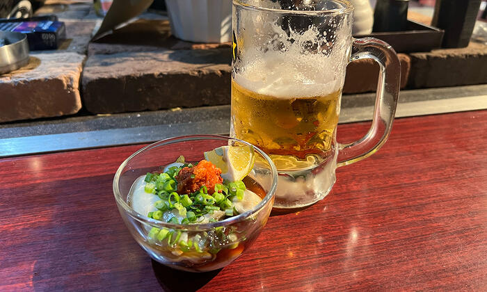 酢牡蠣とビール
